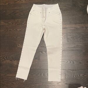 Stylish white  Women Jeans with studs on the sides